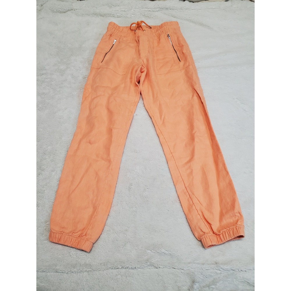 Athleta Cactus Peach Orange Cabo Linen Cropped Jogger Pants 0 Casual